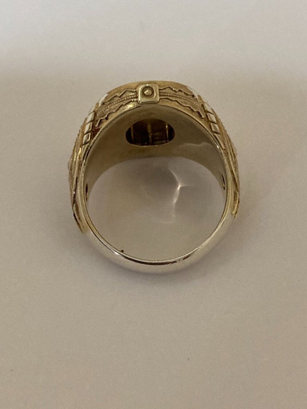 Men's Signet Ring Sie 12.25 Silver Accent Gold Plated - Picture 5 of 8